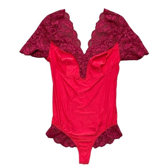 We Are Hah Top Heavy Bodysuit Rouge Red Size S - Picture 3 of 4